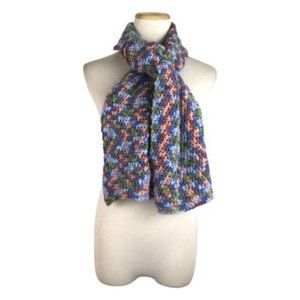 Vintage Crocheted Scarf Larger Size Hand Crochet 1990s Handmade Neck Multicolor